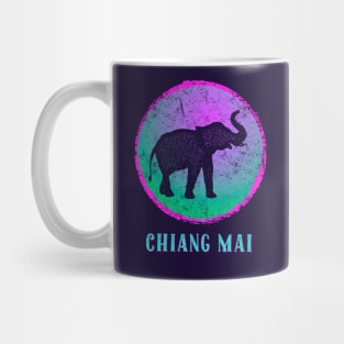 Chiang Mai Thailand Colorful Weathered Elephant Mug